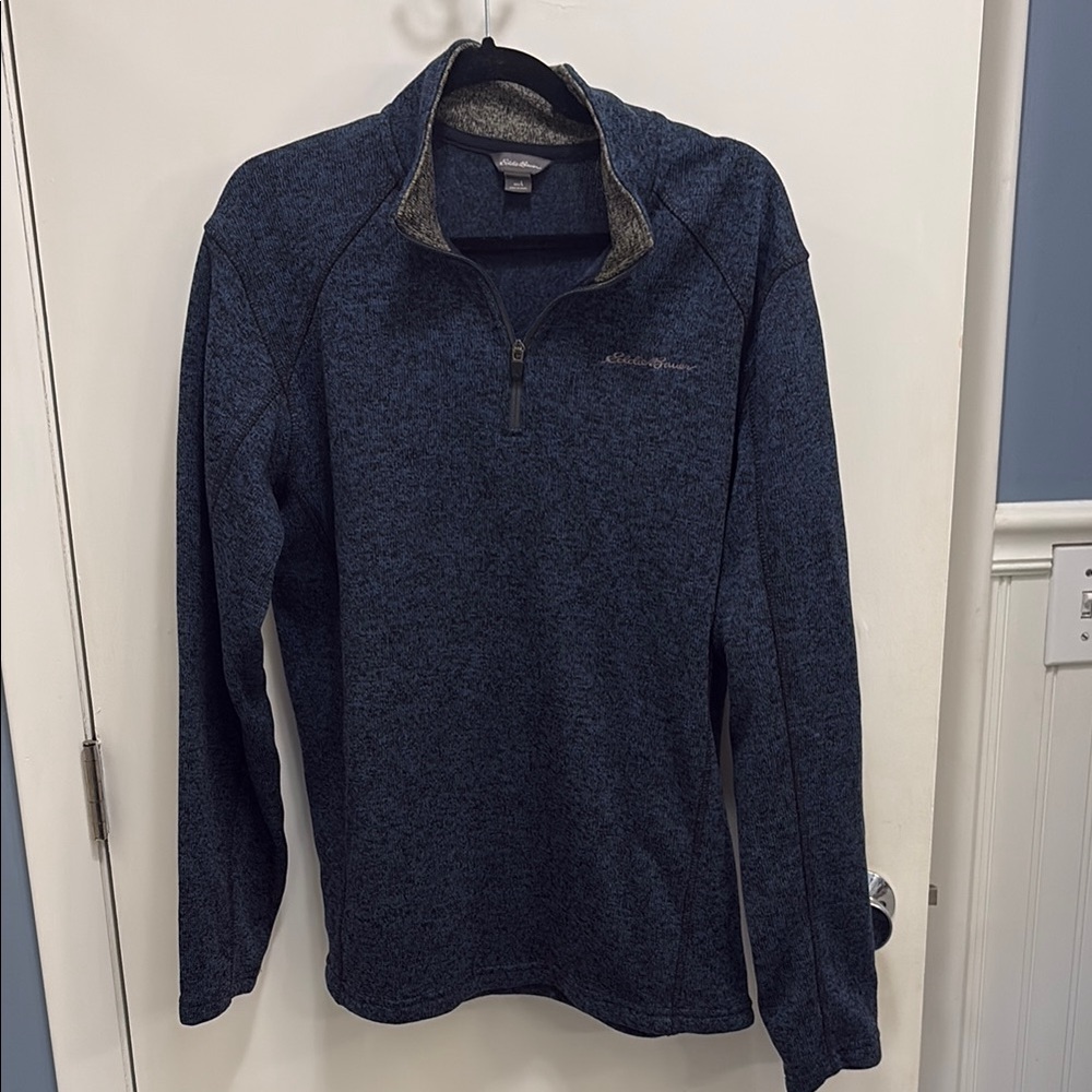 Eddie Bauer Men's Blue Quarter Zip Sweatshirt
